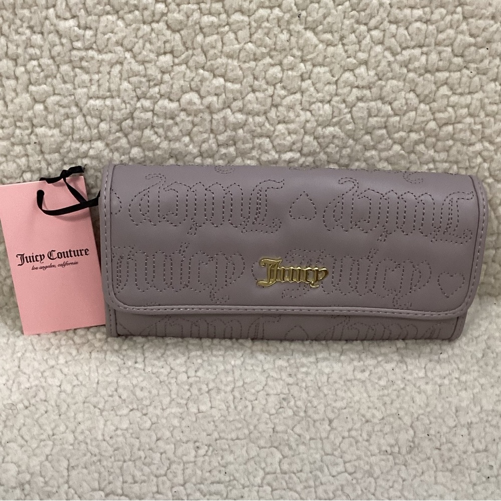 Juicy Couture Juicy Puff Flap Clutch, Quilted Gull Grey, NWT